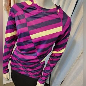 Nike Women's Purple and Yellow Striped Sweatshirt